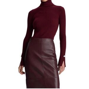 A.L.C. Jett Burgundy Turtleneck Top